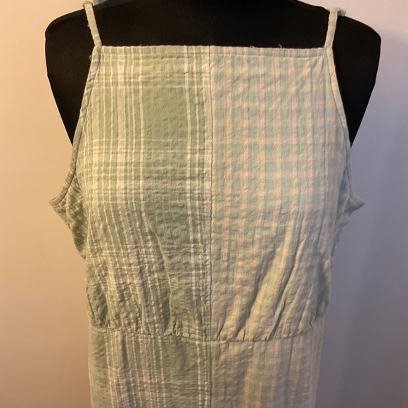 1. American eagle Mint Green Plaid Babydoll Style Tank Dress Size XXL - Picture 3 of 8
